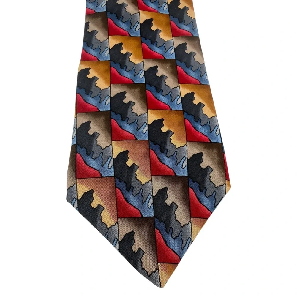 J. Garcia Dawn at‎ the Ritz Carlton Collection Eight Silk Tie Red Blue Gold USA
